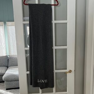 NakedCashmere Charcoal Gray Wrap/Scarf with Love Embroidery